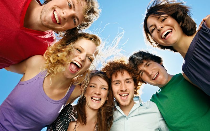 Portrait of six young happy people